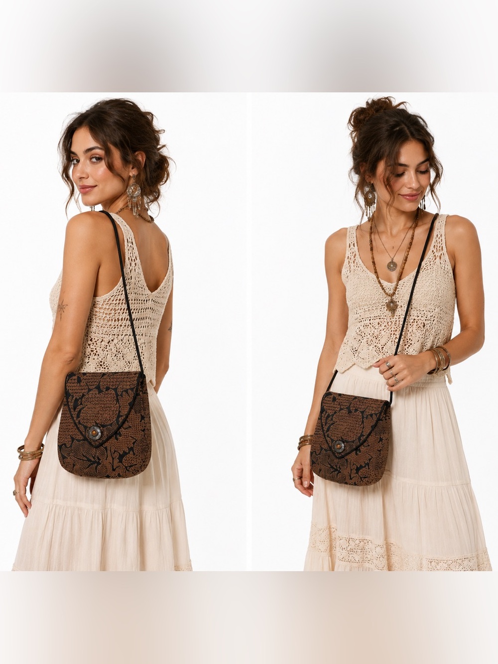 L. O’Neill Design Small Tapestry Rope Crossbody Bag Womens Art Deco Cottagecore
